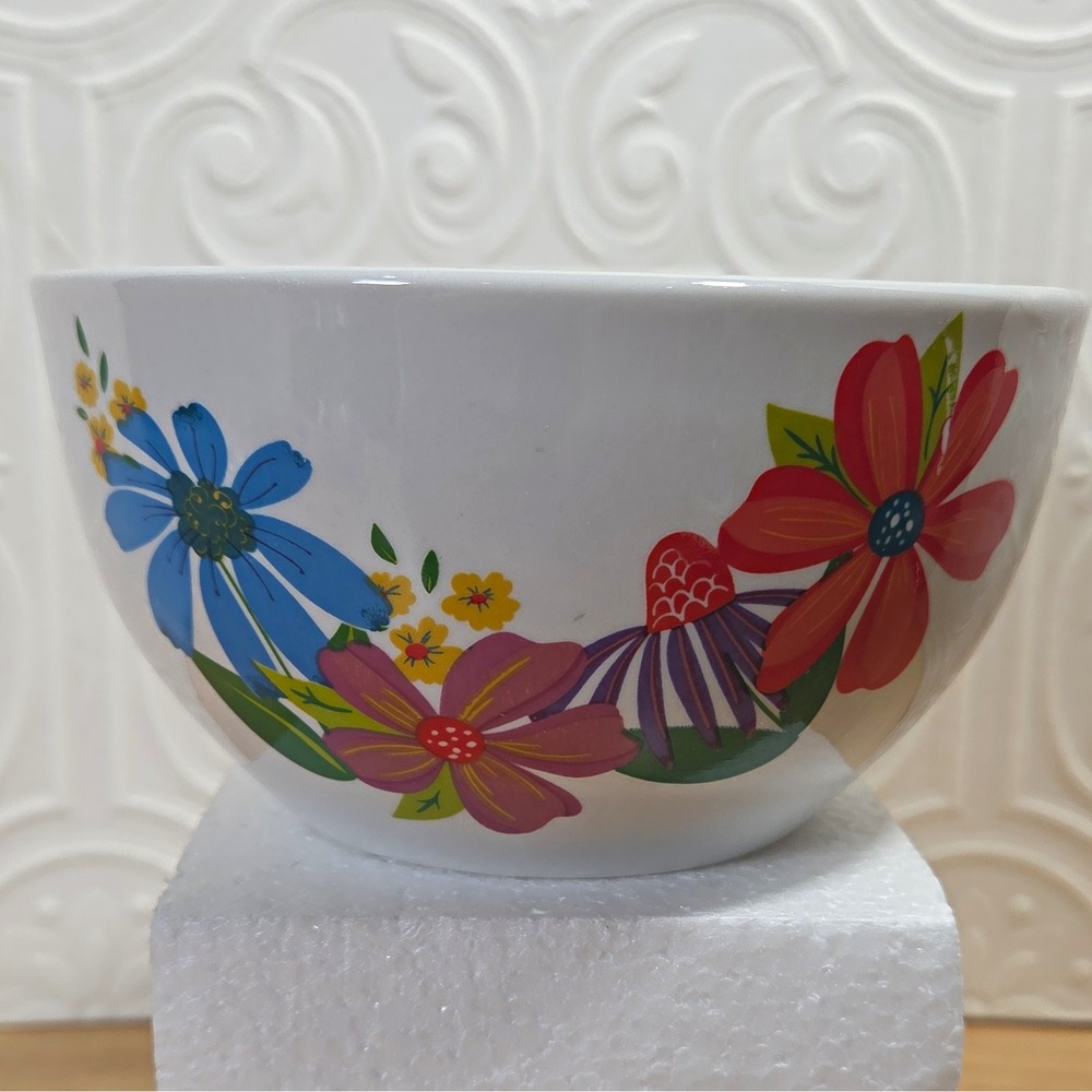 Royal Norfolk Floral Ceramic Bowl, White/Multicolor, Microwave & Dishwasher Safe